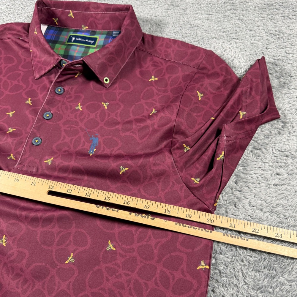 William Murray Golf Polo Mens Medium Maroon Bee Pretzel Pattern Shirt Performanc - Picture 6 of 7